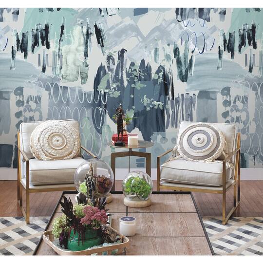 RoomMates Tamara Day Blue Abstraction Peel & Stick Wallpaper Mural